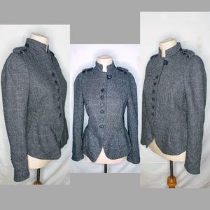 ZARA plaid wool military peplum jacket size